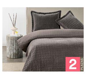 Quilt Stonewash Taupe café 2 plazas