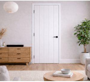 Puerta ruteada prepintada Serrano MDF 80x200 cm