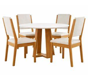 Juego de comedor 4 sillas Style beige 80x100x100 cm