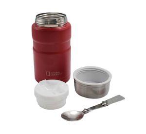 Termo comida acero inoxidable rojo + cubierto 750 ml
