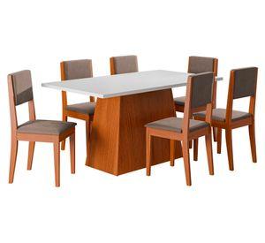 Juego comedor 6 sillas Trento blanco 160x80 cm