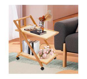 Mesa auxiliar rectangular beige natural 33 cm