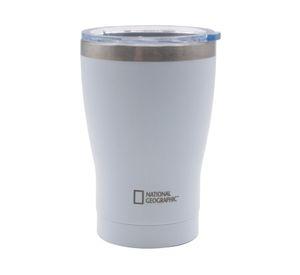 Mug Acero Inoxidable Tapa Transparente Rosca 350ml Blanco