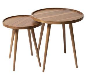 Set mesa lateral doble redonda madera 40/48 cm