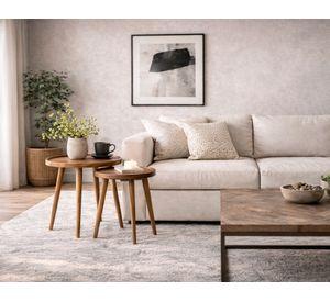 Set mesa lateral doble redonda madera 40/48 cm
