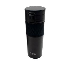 Mug acero inoxidable tapa pulsador antideslizante negro 480 ml
