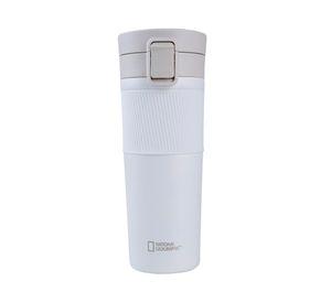 Mug acero inoxidable tapa pulsador antideslizante blanco 480 ml