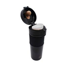 Mug acero inoxidable tapa pulsador antideslizante negro 480 ml
