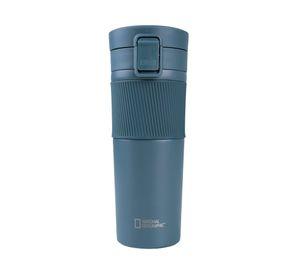Mug acero inoxidable tapa pulsador antideslizante gris 480 ml