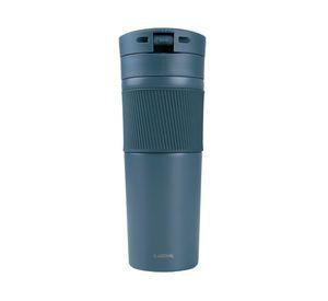 Mug acero inoxidable tapa pulsador antideslizante gris 480 ml