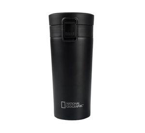 Mug acero inoxidable tapa pulsador antideslizante negro 380 ml
