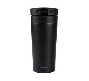 Mug acero inoxidable tapa pulsador antideslizante negro 380 ml