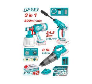 Kit herramienta pulverizadora + hidrolavadora + aspiradora TOSLI230522 20V