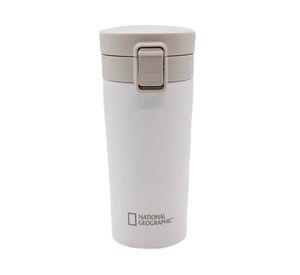 Mug acero inoxidable tapa pulsador antideslizante blanco 380 ml