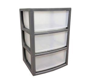 Mueble modular 3 cajones plástico gris 90 litros