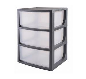 Mueble modular 3 cajones plástico gris 90 litros
