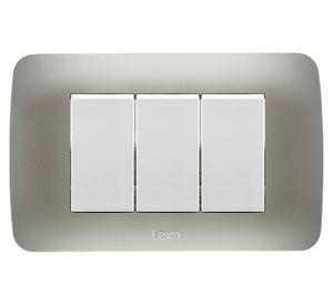 Interruptor triple KER-912 10A gris/plata