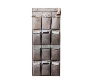 Organizador colgante ropa/zapatero gris oscuro poliéster 12 espacios