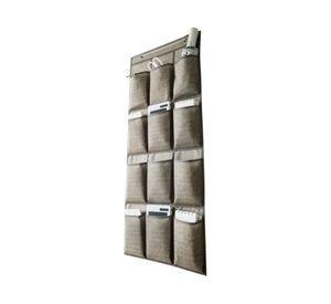 Organizador colgante ropa/zapatero gris oscuro poliéster 12 espacios