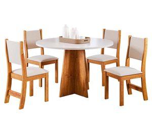 Comedor redondo 4 sillas Imperio beige 78x90x90 cm