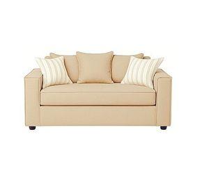 LIVING 311 ROMEO BEIGE CLARO SOFA 3 CUERPOS RESORTES + 2 SITIALES DE  MADERA