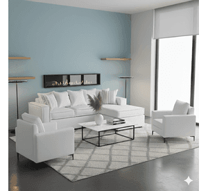 Living 311 lehmann blanco seccional resortes + 2 poltronas resortes