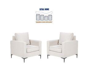 Living 311 lehmann blanco seccional resortes + 2 poltronas resortes