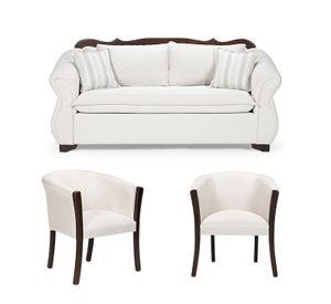 Living 311 Afgano blanco sofa resortes + 2 sitiales madera