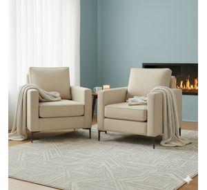 Living  311 Matilda beige claro seccional y 2 poltronas con resortes