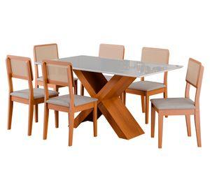 Juegos comedor 6 sillas Comedor Dubai 6 sillas café/blanco/gris 80x60x90 cm