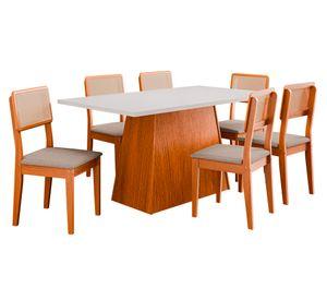 Juegos comedor 6 sillas Comedor Trento 6 sillas café/blanco/gris 78x160x80 cm
