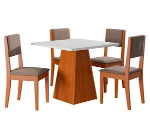 Juegos comedor 4 sillas Comedor Trento 4 sillas café/blanco/gris 78x90x90 cm