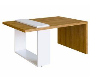 Mesa de centro rectangular Boho 41x90x59 cm miel blanco