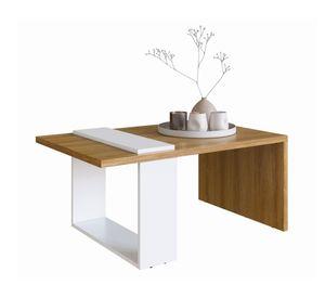 Mesa de centro rectangular Boho 41x90x59 cm miel blanco