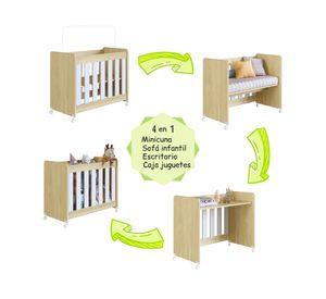 Minicuna evolutiva 4 en 1 madera blanco 74x45x90.6 cm