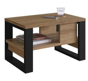 Mesa de centro rectangular Industrial 40.8x67.5x43.7 cm madera negro