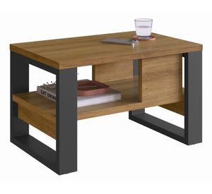 Mesa de centro rectangular Industrial  40.8x67.5x43.7 cm madera grafito