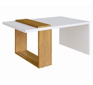Mesa de centro rectangular Boho 41x90x59 cm blanco miel