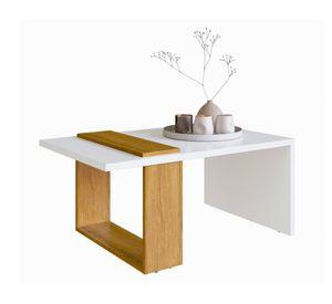 Mesa de centro rectangular Boho 41x90x59 cm blanco miel