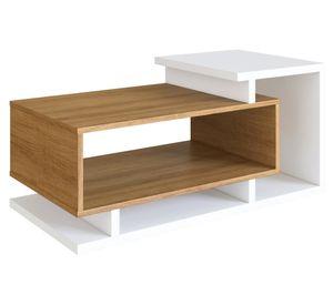 Mesa de centro rectangular Bicolor 42x70x40 cm blanco miel
