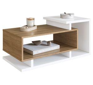 Mesa de centro rectangular Bicolor 42x70x40 cm blanco miel