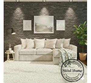 Seccional intercambiable Tennese Blanco bone cuero sintetico envejecido resortes full comfort plus