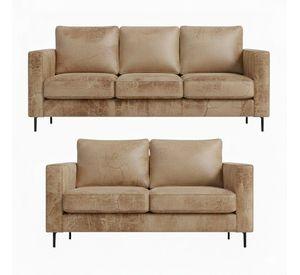 Juego Living 3-2 Tennese Beige cuero sintetico envejecido con asiuentos de resorte pocket