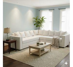 Seccional Emilia blanco  con Resortes pocket full comfort