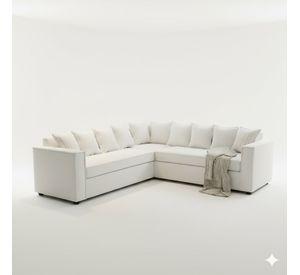 Seccional Emilia blanco  con Resortes pocket full comfort