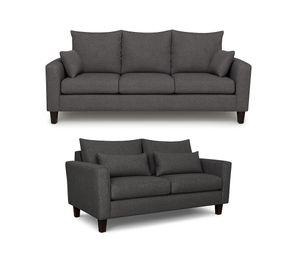 Sofá 3 y 2 Cuerpos Petra en Tela gris, Set para Living