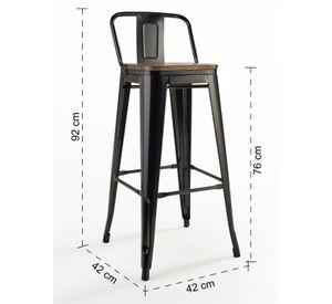 Pack 4 Pisos Bar Tolix Asiento Madera Negro
