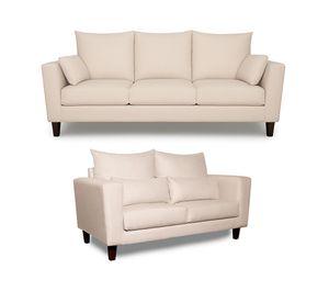 Sofá 3 y 2 Cuerpos Palais en Tela Beige, Set para Living