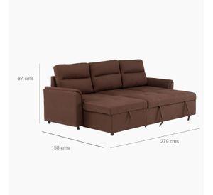 Sofá Seccional Cama 2 Plazas Moderno Lino Sidney