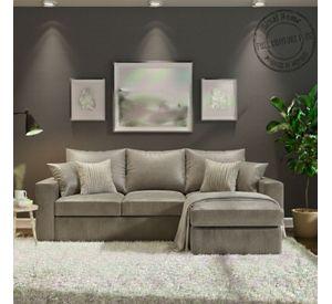 Seccional intercambiable Burton gris cuero sintetico envejecido resortes pocket